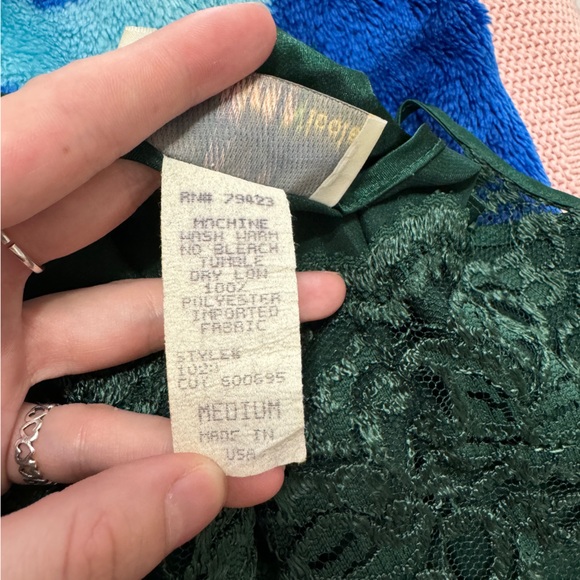 Vintage Dark Green Lingerie Slip - Picture 7 of 7